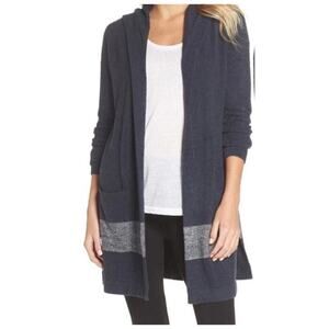 Barefoot Dreams Cozy Chic Coastal Open Hooded Cardigan Women's Size XS/S